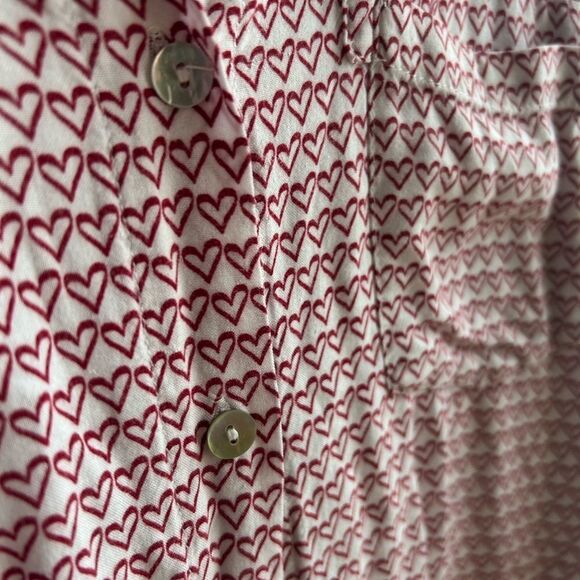 Just Living Heart All Over Print Relaxed Notched Collar Blouse S - Picture 7 of 15